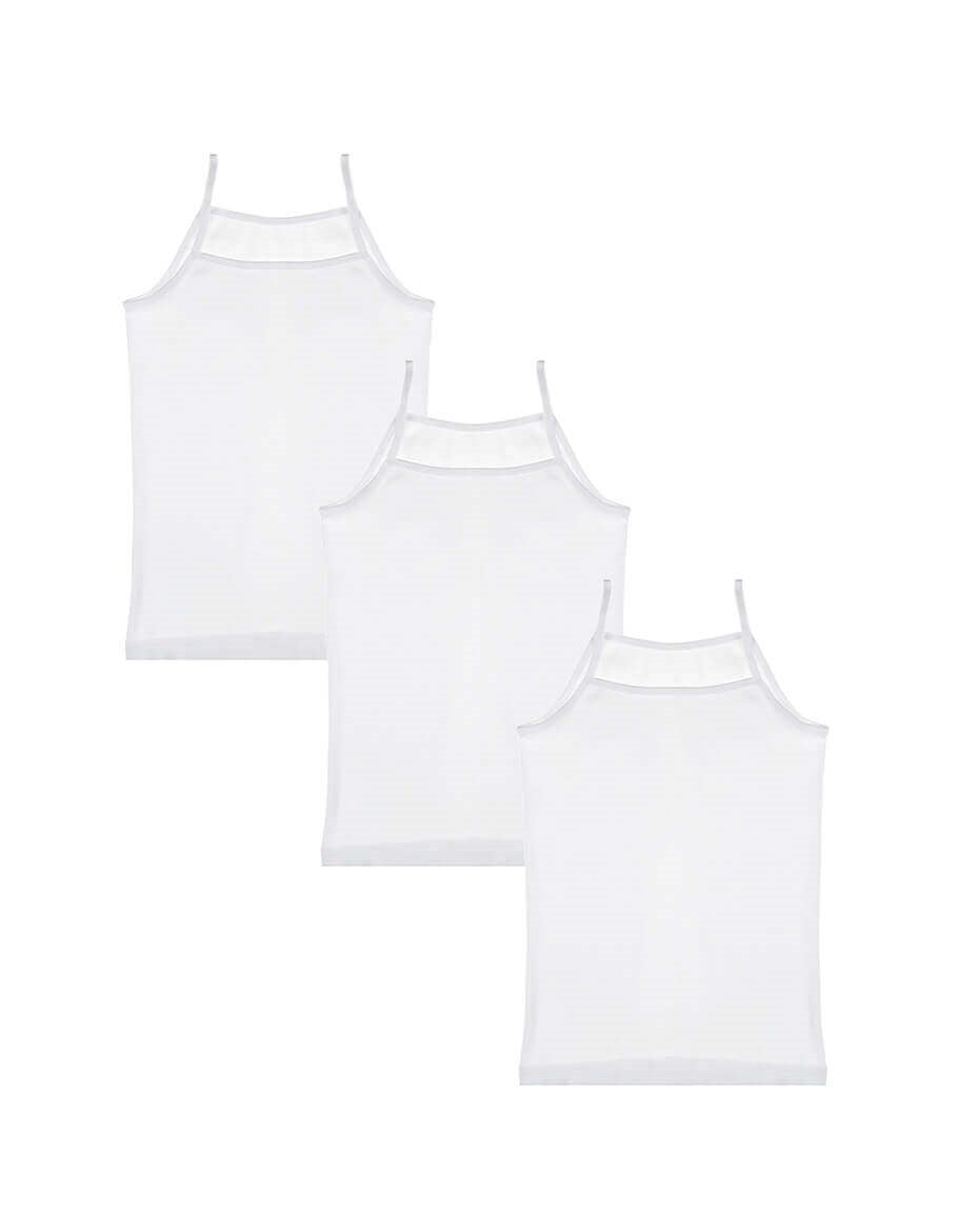 Girl's Cotton Sleeveless Undershirt- 3 Pieces