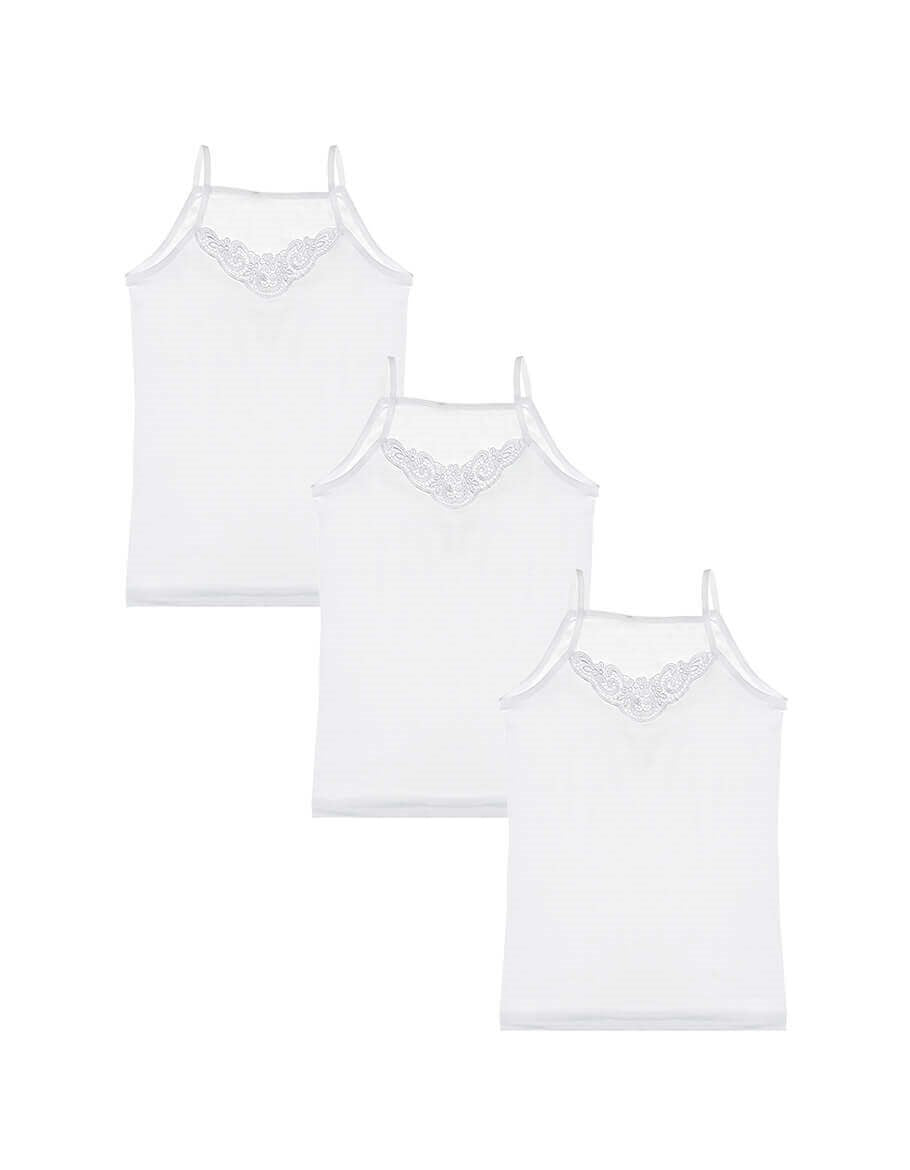 Girl's Cotton Sleeveless Undershirt- 3 Pieces