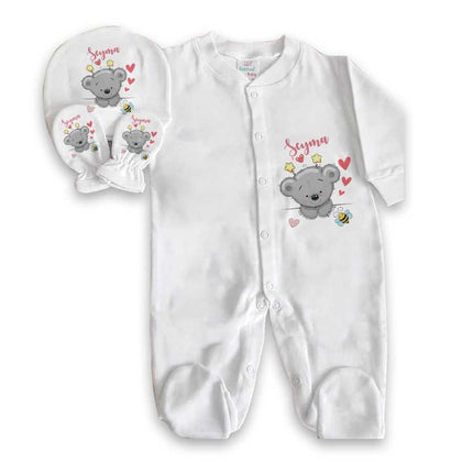 Baby's Personalized Printed White Romper Set