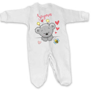 Baby's Personalized Printed White Romper Set