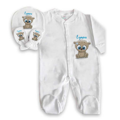 Baby Boy's Personalized White Romper Set