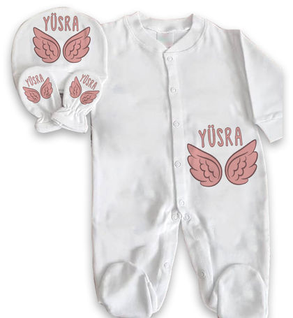 Baby Girl's Personalized White Romper Set