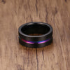 MM Black Titanium Ring For Men  Wedding Bands Trendy  Groove Rings Jewelry .Rainbow