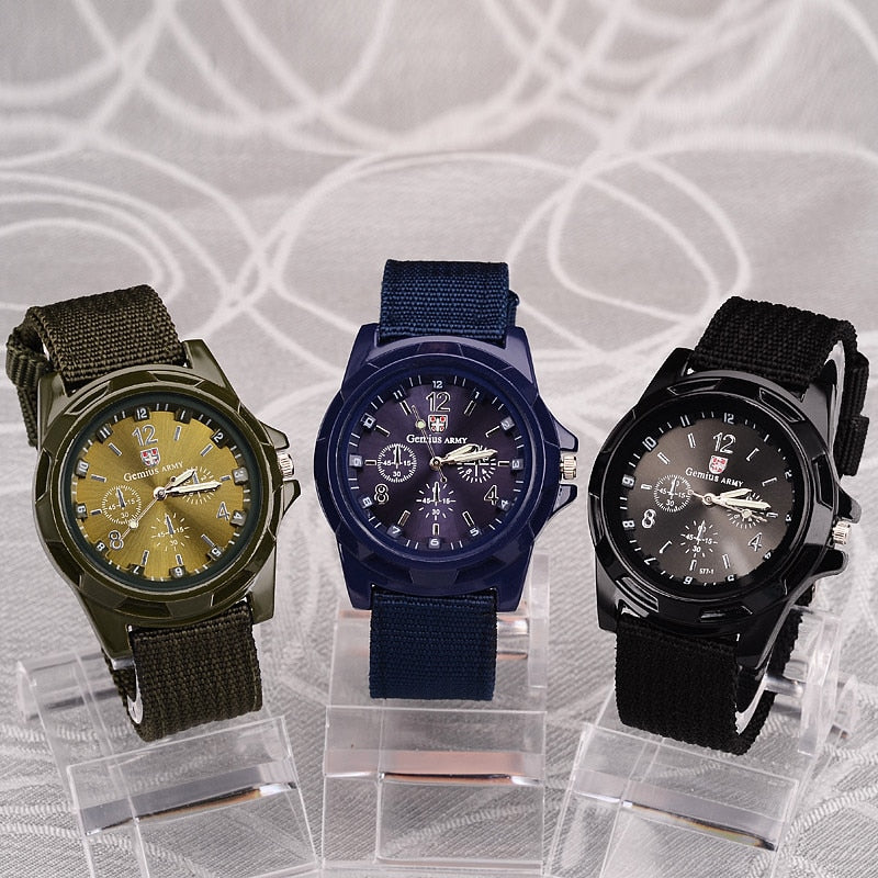 Men Nylon band Military  watch Gemius Army watch High Quality Quartz Movement Men sports watch Casual wrist watches.men sports watch.men's sportswatch. movado  men's edition watch.army watches  cap.army watch cover.