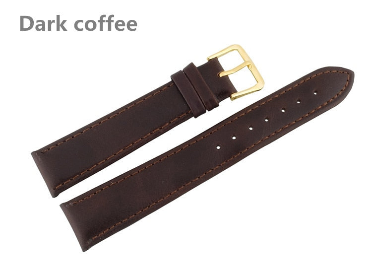 Watch bands Genuine Leather Watch Band Stainless Steel Buckle Clasp watch band leather strap 12,14, 16,18,20,22,24mm