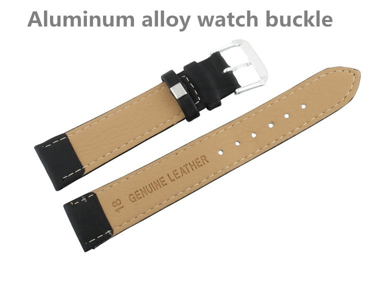 Watch bands Genuine Leather Watch Band Stainless Steel Buckle Clasp watch band leather strap 12,14, 16,18,20,22,24mm