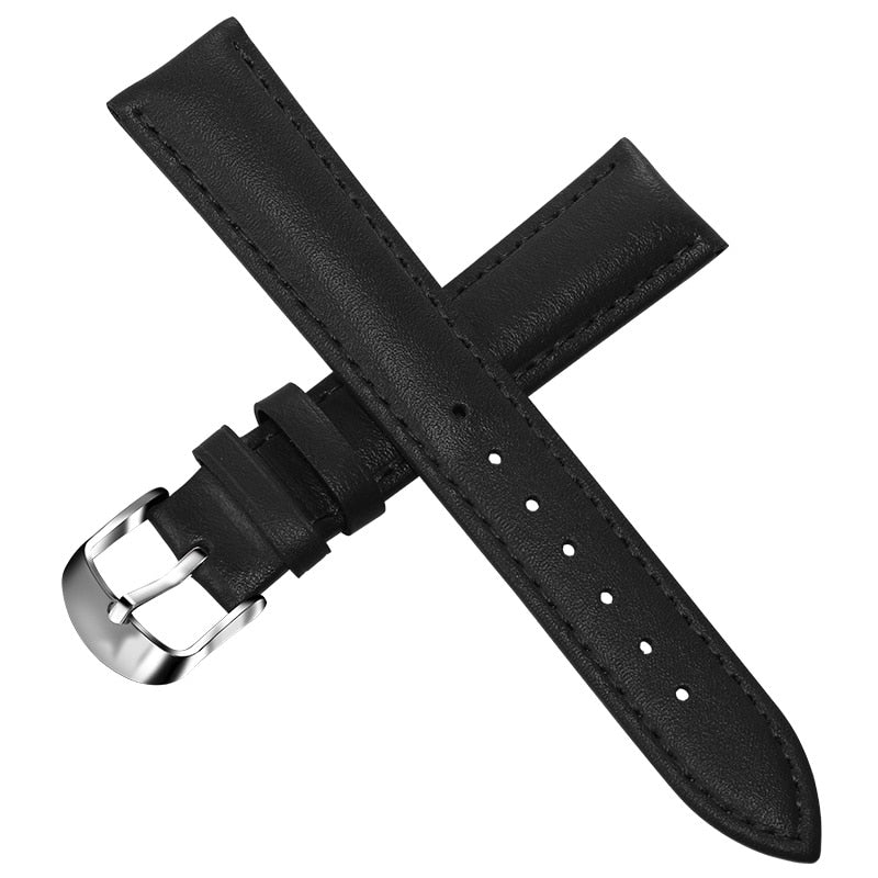 Leather Watchband Men Women Watch Band 22mm 20mm 18mm 16mm 14mm 12mm Wrist Watch Strap On Belt Watchbands Bracelet Metal Buckle