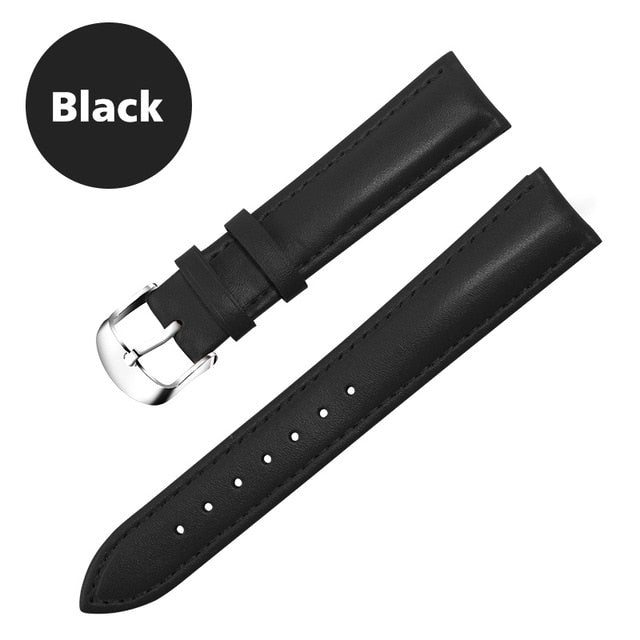 Leather Watchband Men Women Watch Band 22mm 20mm 18mm 16mm 14mm 12mm Wrist Watch Strap On Belt Watchbands Bracelet Metal Buckle