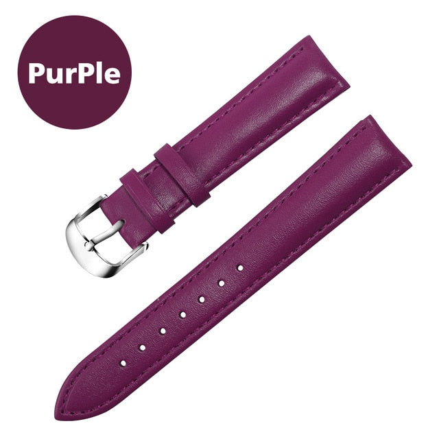 Leather Watchband Men Women Watch Band 22mm 20mm 18mm 16mm 14mm 12mm Wrist Watch Strap On Belt Watchbands Bracelet Metal Buckle