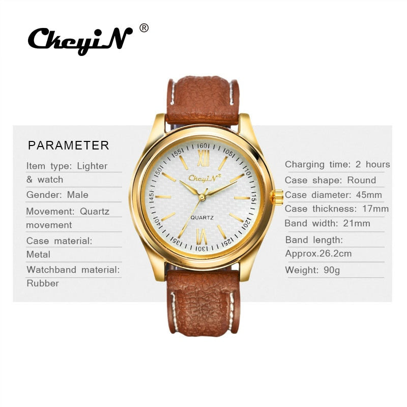 Military USB Charging Lighter Watch Flameless Windproof Cigarette Lighters Rechargeable Electronic light beam TOP Sports Men Watches No Gas 45 carrera watches