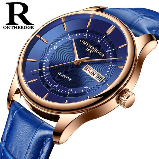 High Quality Rose Gold golden rose color watches prices watches online Dial Watch Men Leather Business Fashion Japan Business Auto Date Male Clock store