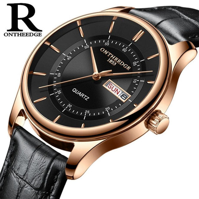 High Quality Rose Gold golden rose color watches prices watches online Dial Watch Men Leather Business Fashion Japan Business Auto Date Male Clock store