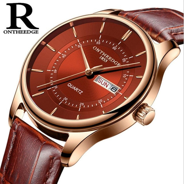 High Quality Rose Gold golden rose color watches prices watches online Dial Watch Men Leather Business Fashion Japan Business Auto Date Male Clock store