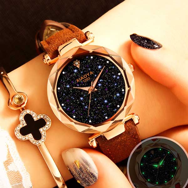 Ladies Watch  New Casual Fashion Quartz Watch Starry Sky Multicolor Leather Wristwatch Simple Designer watches  Women Clock GOOD