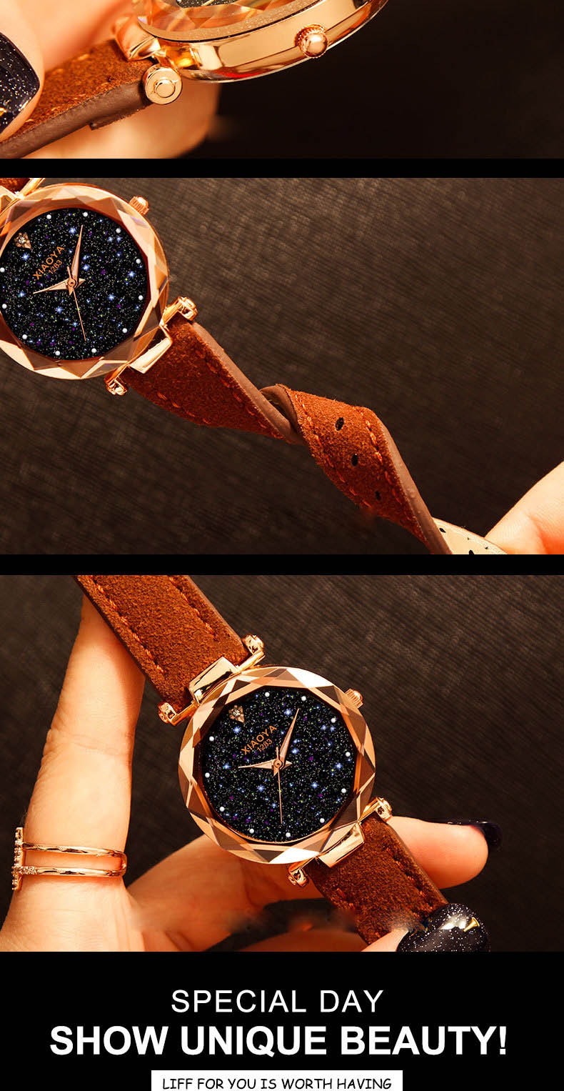 Ladies Watch  New Casual Fashion Quartz Watch Starry Sky Multicolor Leather Wristwatch Simple Designer watches  Women Clock GOOD
