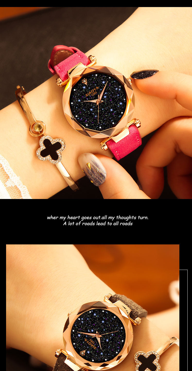 Ladies Watch  New Casual Fashion Quartz Watch Starry Sky Multicolor Leather Wristwatch Simple Designer watches  Women Clock GOOD