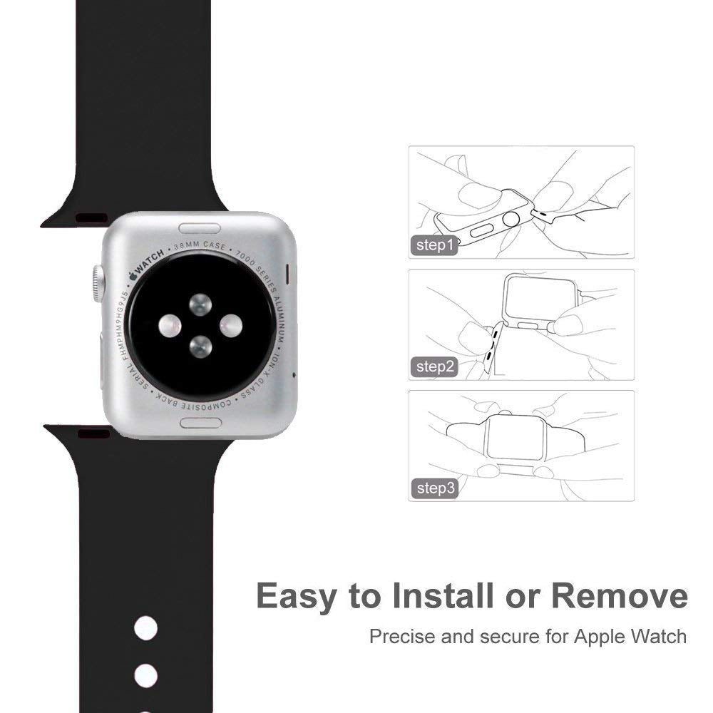 Silicone band for Apple Watch 38mm 42mm 40mm 44mm Replacement Sport Strap Rubber Wristband for iwatch series 4 3 2 1 watch band
