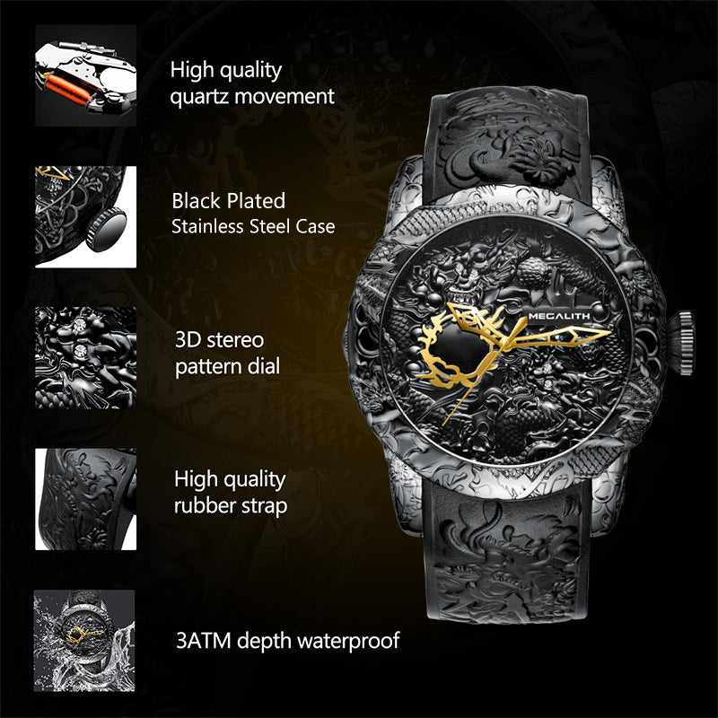 Brand Rose Gold MEGALITH Waterproof Watch Big Dial Sport Watches Men watches prices Top Luxury Brand Clock watches online