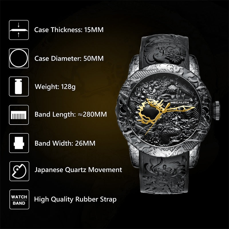 Brand Rose Gold MEGALITH Waterproof Watch Big Dial Sport Watches Men watches prices Top Luxury Brand Clock watches online