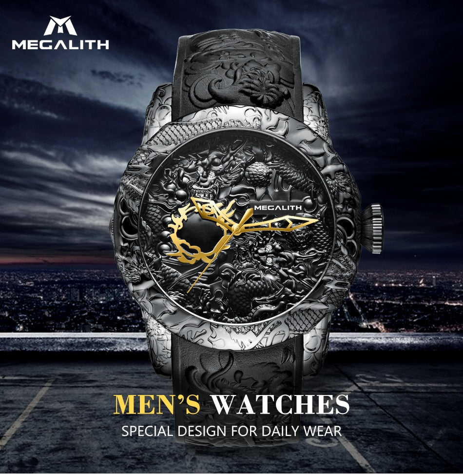 Brand Rose Gold MEGALITH Waterproof Watch Big Dial Sport Watches Men watches prices Top Luxury Brand Clock watches online