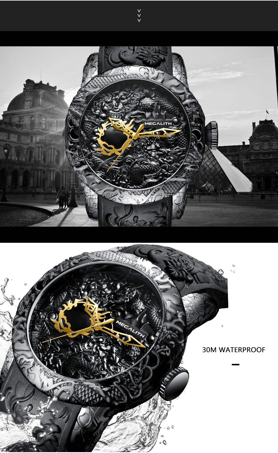 Brand Rose Gold MEGALITH Waterproof Watch Big Dial Sport Watches Men watches prices Top Luxury Brand Clock watches online