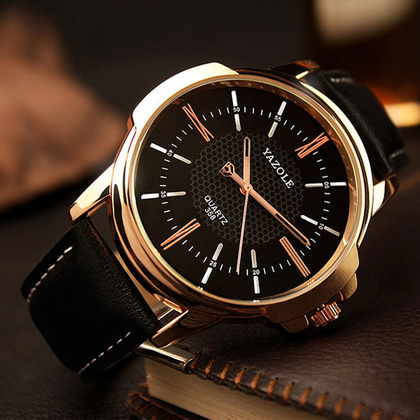 YAZOLE Rose Gold Wrist Watch Men Top Brand Luxury Famous Male Clock Quartz Top Watch Golden Wristwatch