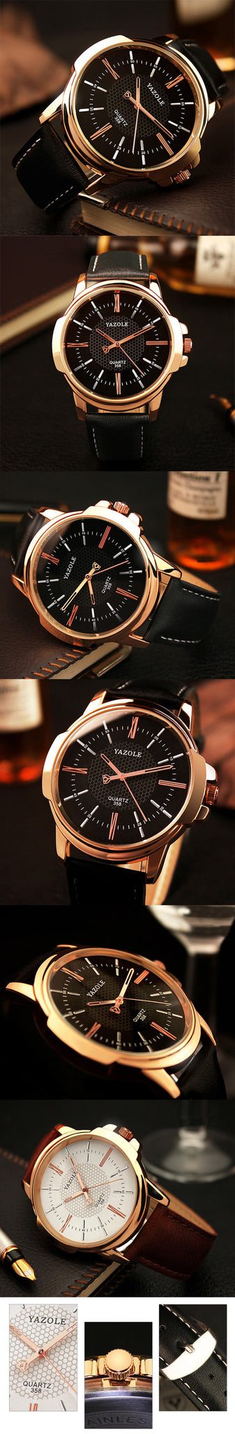 YAZOLE Rose Gold Wrist Watch Men Top Brand Luxury Famous Male Clock Quartz Top Watch Golden Wristwatch