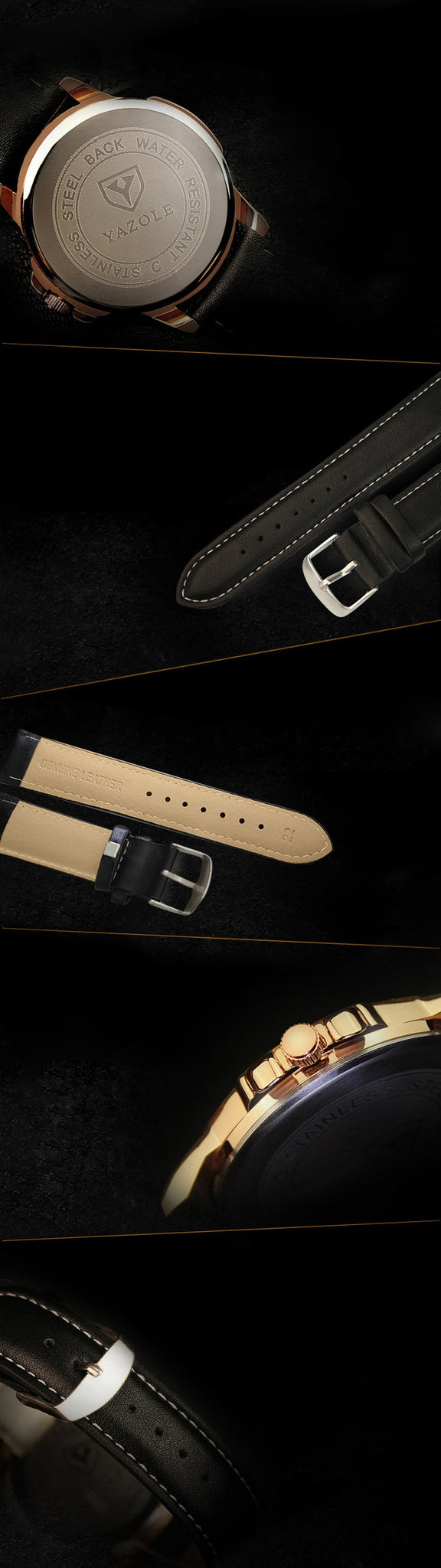 YAZOLE Rose Gold Wrist Watch Men Top Brand Luxury Famous Male Clock Quartz Top Watch Golden Wristwatch