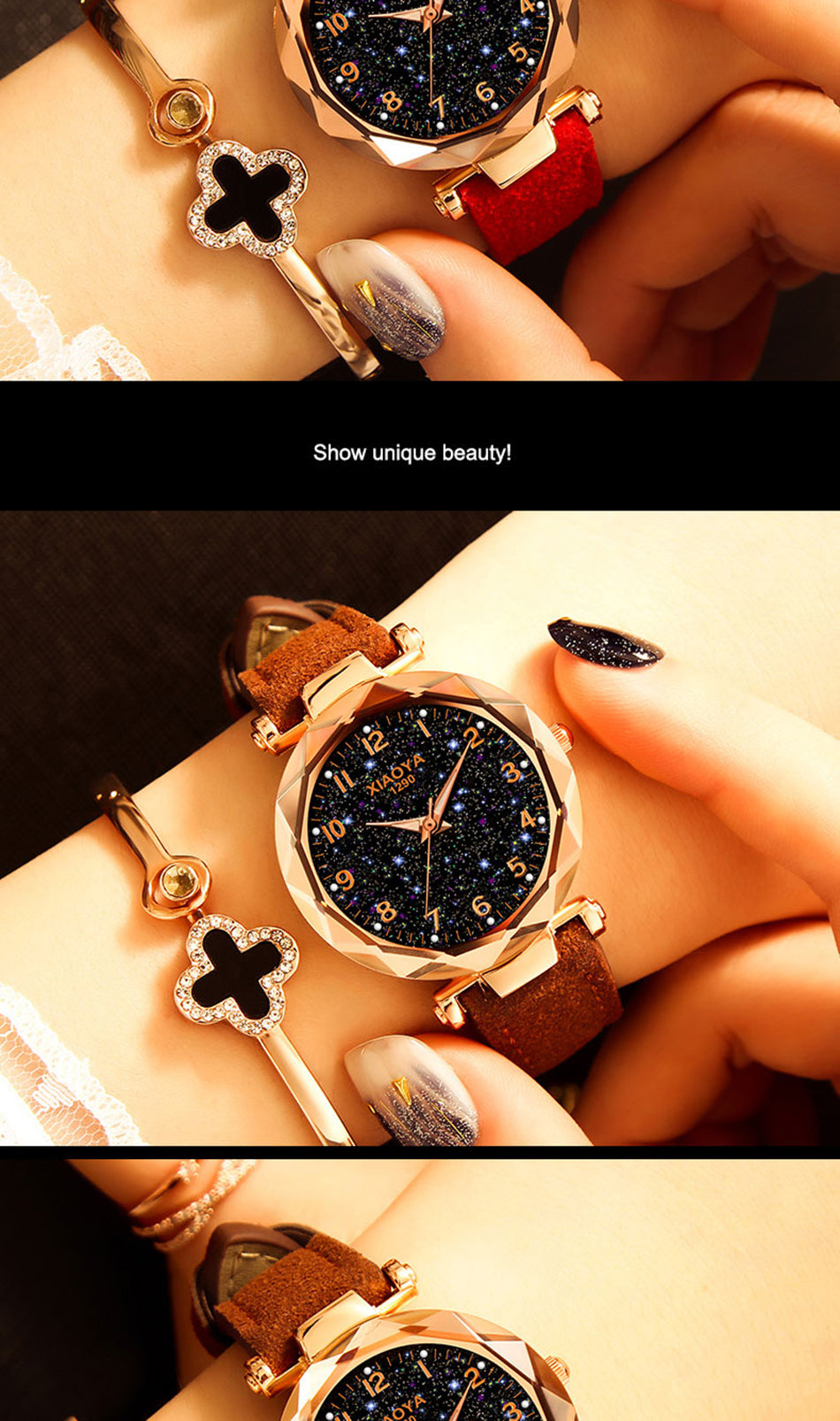 Fashion Women Watches 2019 Best Sell Star Sky Dial Clock Luxury Rose Gold Women's Bracelet Quartz Wrist Watches New Dropshipping