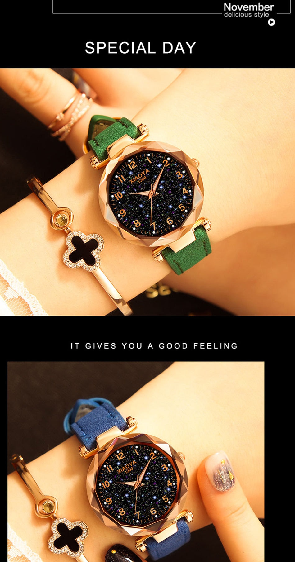 Fashion Women Watches 2019 Best Sell Star Sky Dial Clock Luxury Rose Gold Women's Bracelet Quartz Wrist Watches New Dropshipping
