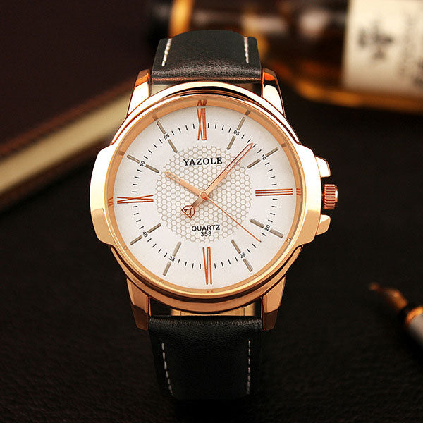 YAZOLE Rose Gold Wrist Watch Men Top Brand Luxury Famous Male Clock Quartz Top Watch Golden Wristwatch
