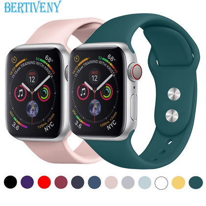 Silicone band for Apple Watch 38mm 42mm 40mm 44mm Replacement Sport Strap Rubber Wristband for iwatch series 4 3 2 1 watch band