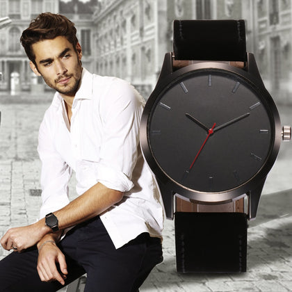 Fashion Large Dial Military Top Quartz Men Watch Leather watches prices swiss quartz
