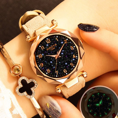 Fashion Women Watches 2019 Best Sell Star Sky Dial Clock Luxury Rose Gold Women's Bracelet Quartz Wrist Watches New Dropshipping