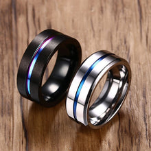 MM Black Titanium Ring For Men  Wedding Bands Trendy  Groove Rings Jewelry .Rainbow