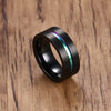 MM Black Titanium Ring For Men  Wedding Bands Trendy  Groove Rings Jewelry .Rainbow